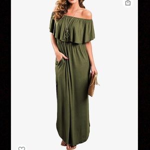 Off The Shoulder Ruffle Dress with Side Splits